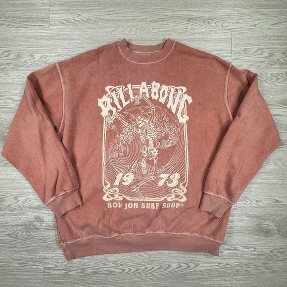 Billabong Other - Billabong Men's Sweatshirt Ron Jon Surf Shop Skeleton Graphic Pink M/L